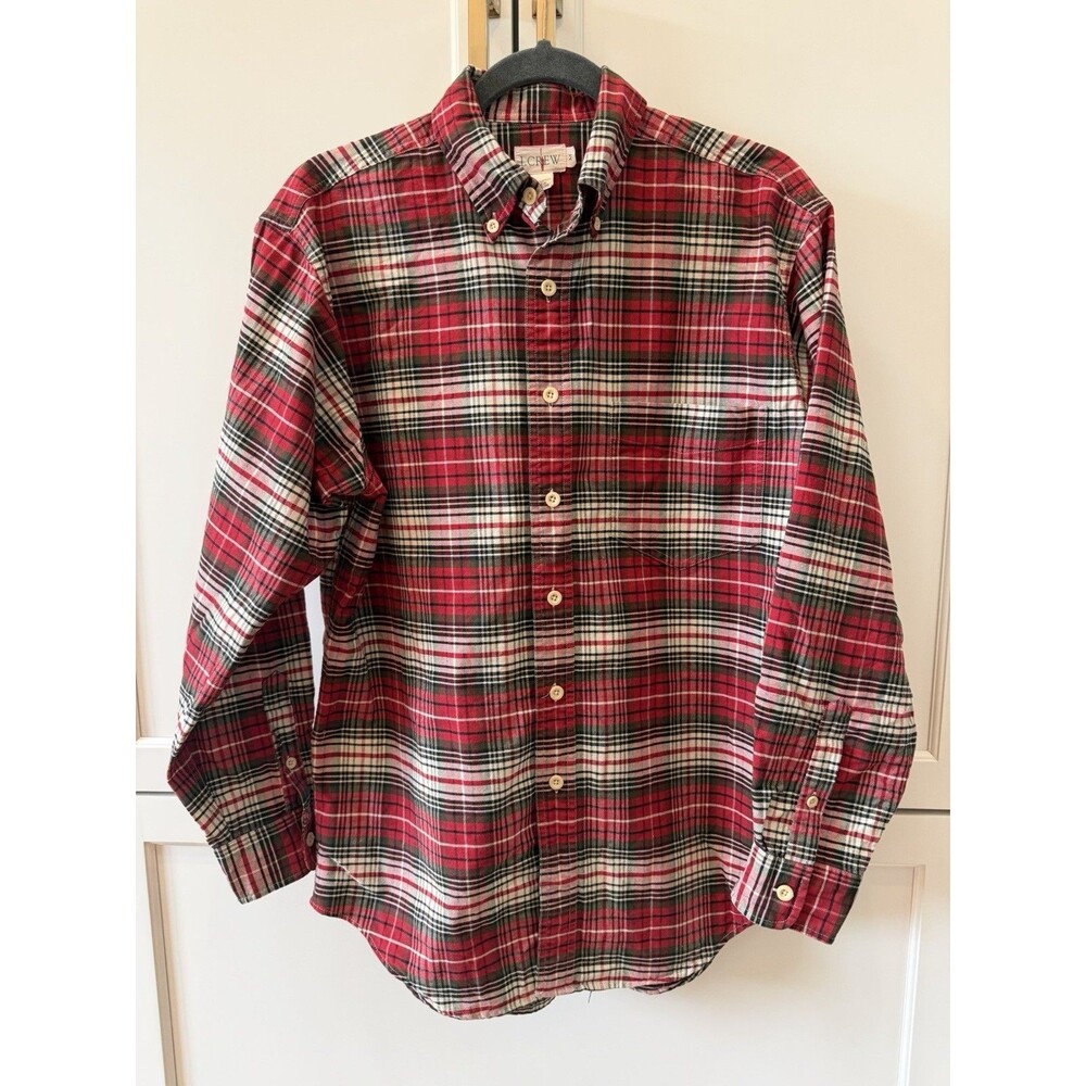 Vintage J Crew Oarsman Shirt Mens Plaid Button Down Cotton Medium Perfect Y2K